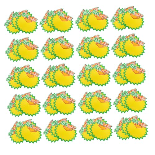 LIGIGWASH 100 Stück Explosiver Verkaufsschild Einzelhandelspreis Verkaufsetikett Einzelhandelsdisplay Verkaufsaufkleber Sterne Platzen Zeichen Auto Zum Verkauf Flohmarkt-tags Papier von LIGIGWASH