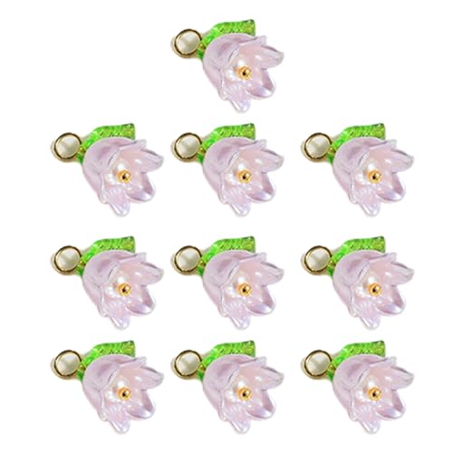 10 x Perlenglocken-Orchideen-Anhänger, stereoskopischer Blatt-Blumen-Anhänger für Halskette, Armband, Ohrringe, Schmuckzubehör von LIGSLN