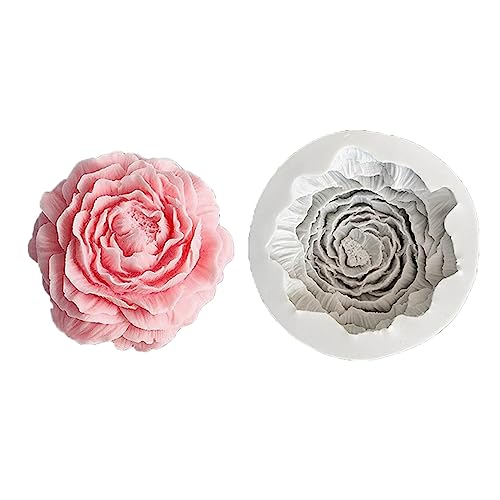 LIGSLN 3D Blumen Seifenformen Pfingstrosen Form Silikon Handgefertigt Kunsthandwerk Epoxidharz Gussform DIY Kuchen Backen Dekorationswerkzeug Pfingstrosen Förmige Silikonformen 3D Blumen DIY von LIGSLN