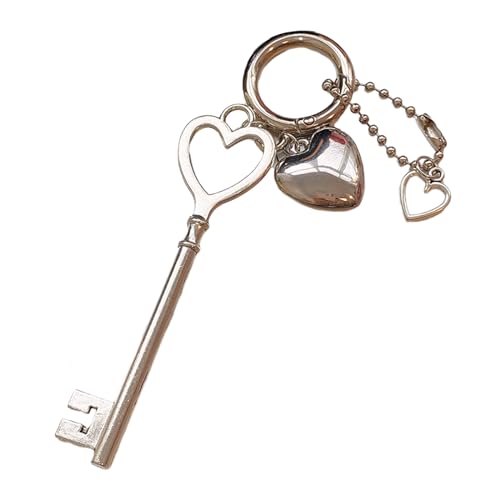 Modische Schlüssel und Herz-Schlüsselanhänger, niedliche Herz-Schlüsselringe, Legierungsmaterial, Rucksack, Tasche, Schmuck, Geschenk für Frauen und Mädchen von LIGSLN
