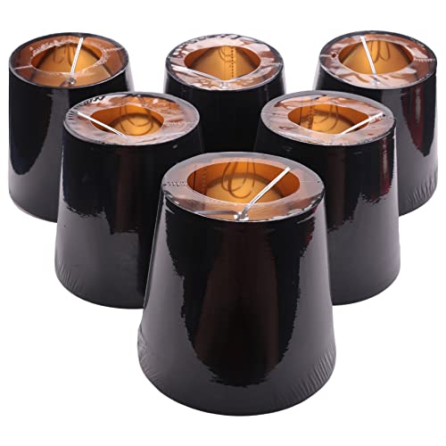 LIGUSTRUM Schwarze Lampenschirme mit Gold Futter Clip auf Licht Schirmen Kerzen Kronleuchter Lampen Schirme, 6 Set von LIGUSTRUM