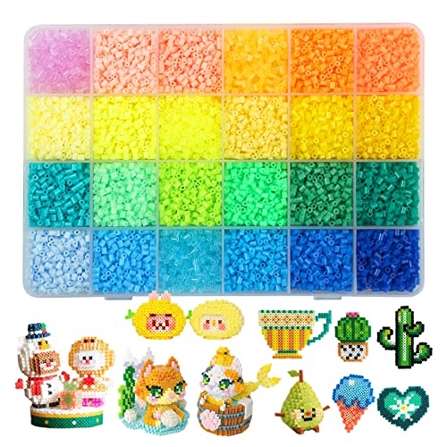 LIHAO 12000 Bügelperlen Set Steckperlen in Sortierbox Kinder DIY Mini Perlen für Bügelperlen Platte (2,6 mm, 24 Farben, Heller Stil) von LIHAO