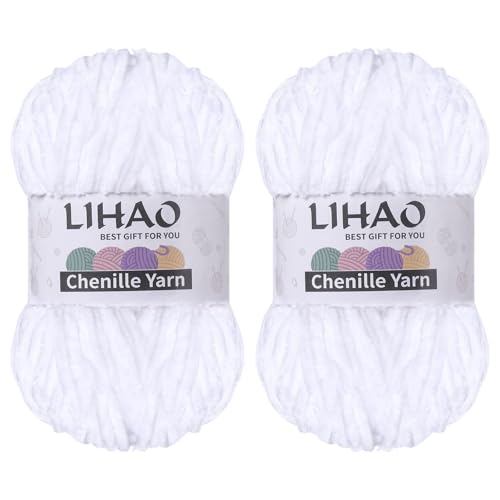 LIHAO Chenille Wolle Häkelgarn Chenille-Garn zum Stricken und Häkeln Strickgarn Handarbeitsgarn Wolle zum Häkeln 100g / 69m von LIHAO