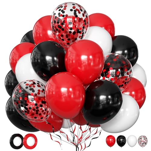 Luftballons Rot Schwarz Weiß 50 Stück 12 zoll Latex Ballons Konfetti Luftballons 18 zoll Herz Folienballons für Valentinstag Weihnachten Muttertag Geburtstag Hochzeit Deko von LIKDAY