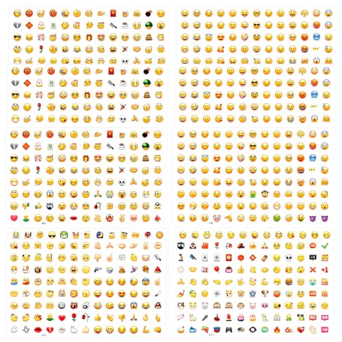 10 Blätter Smiley Aufkleber,Emoji Sticker mit über 700 Emoji-Aufklebern,Smiley Sticker für Notizbücher,Telefon,Laptop & Co,Mini Aufkleber für Kinder & Bastelfreunde,für Kinder Emoji-Belohnungen von LILELIG