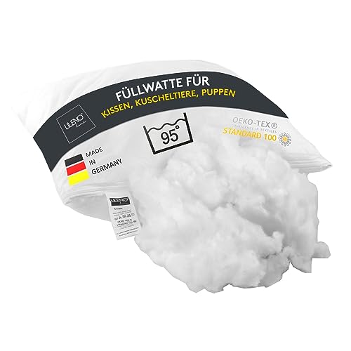 LILENO HOME Füllwatte 2kg im praktischen Vlies Beutel - Füllmaterial u. Füllwatte für Kuscheltiere, Kissen, Basteln - Kissen Füllung waschbar bis 95 °C - perfekt als Watte o. Bastelwatte von LILENO HOME