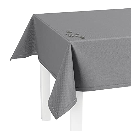 LILENO HOME Tischdecke abwaschbar [110x140cm] in Grau - Gesäumte Polypropylen Gewebe Tischdecke wasserdicht mit Fleckschutz von LILENO HOME