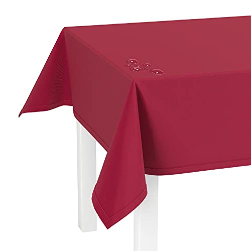 LILENO HOME Tischdecke abwaschbar [110x140cm] in Rot - Gesäumte Polypropylen Gewebe Tischdecke wasserdicht mit Fleckschutz von LILENO HOME