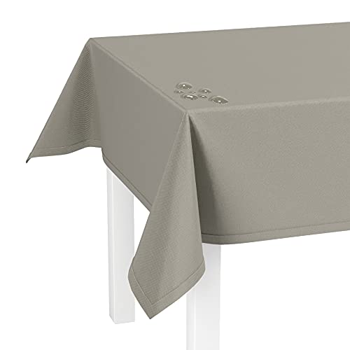 LILENO HOME Tischdecke abwaschbar [110x140cm] in Sand - Gesäumte Polypropylen Gewebe Tischdecke wasserdicht mit Fleckschutz von LILENO HOME