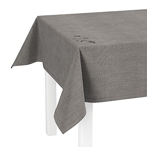 LILENO HOME Tischdecke abwaschbar [130x160cm] in Grau - Gesäumte Polypropylen Gewebe Tischdecke wasserdicht mit Fleckschutz von LILENO HOME