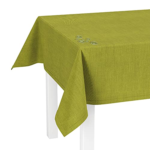 LILENO HOME Tischdecke abwaschbar [130x160cm] in Grün - Gesäumte Polypropylen Gewebe Tischdecke wasserdicht mit Fleckschutz von LILENO HOME