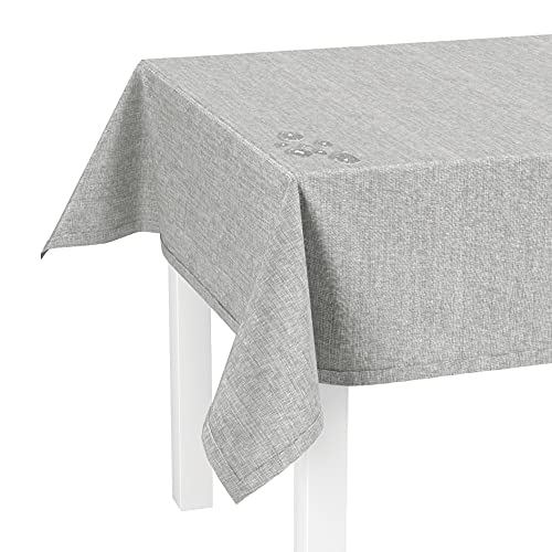 LILENO HOME Tischdecke abwaschbar [130x160cm] in Silber - Gesäumte Polypropylen Gewebe Tischdecke wasserdicht mit Fleckschutz von LILENO HOME