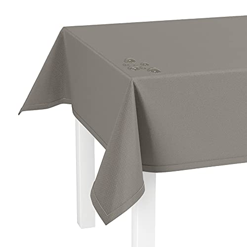 LILENO HOME Tischdecke abwaschbar [140x180cm] in Taupe - Gesäumte Polypropylen Gewebe Tischdecke wasserdicht mit Fleckschutz von LILENO HOME