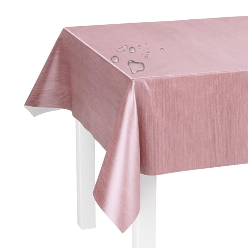 LILENO HOME Tischdecke abwaschbar als Meterware 100x140cm (Schnittkante) in Leinen Rose Motiv - Wachstuchtischdecke wasserabweisend ideal als Tischtuch o. Tischläufer für Bierzeltgarnitur von LILENO HOME