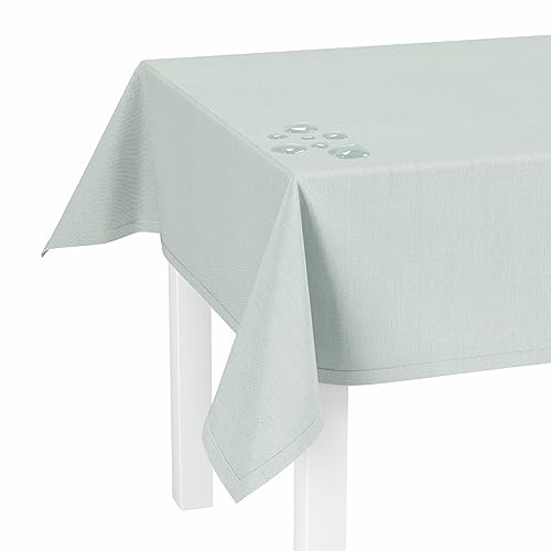 LILENO HOME Tischdecke abwaschbar als Meterware [140x180cm] in Hellgrau - Gesäumte Polypropylen Gewebe Tischdecke wasserdicht mit Fleckschutz von LILENO HOME