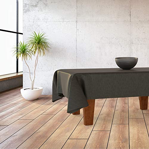 LILENO HOME Tischdecke abwaschbar als Meterware 220x140cm (Schnittkante) in Leinen Anthrazit - Wachstuchtischdecke wasserabweisend ideal als Tischtuch o. Tischläufer für Bierzeltgarnitur von LILENO HOME