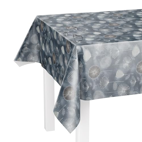 LILENO HOME Tischdecke abwaschbar als Meterware 240x140cm (Schnittkante) in Allium grau Motiv - Wachstuchtischdecke wasserabweisend ideal als Tischtuch o. Tischläufer für Bierzeltgarnitur von LILENO HOME