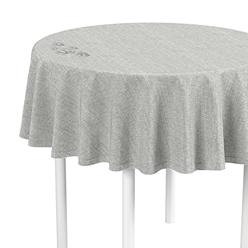 LILENO HOME Tischdecke rund abwaschbar [160 cm rund] in Silber - Gesäumte Polypropylen Gewebe Tischdecke wasserdicht mit Fleckschutz von LILENO HOME