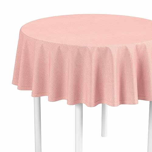 LILENO HOME Tischdecke rund abwaschbar als Meterware [140 cm rund] in Peach - Gesäumte Polypropylen Gewebe Tischdecke wasserdicht mit Fleckschutz von LILENO HOME