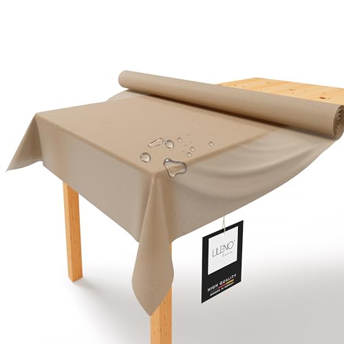 LILENO HOME Tischdeckenrolle 1,10 x 25 m - Tischdecke Beige aus Vlies - Stoffähnlich, abwaschbare Tischdecke als Rolle, Meterware Tischtuchrolle - Einweg Papiertischdecke Rolle Alternative von LILENO HOME