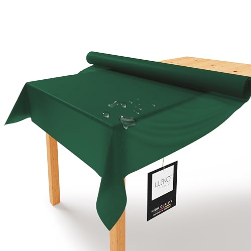 LILENO HOME Tischdeckenrolle 1,10 x 25 m - Tischdecke Grün aus Vlies - Stoffähnlich, abwaschbare Tischdecke als Rolle, Meterware Tischtuchrolle - Einweg Papiertischdecke Rolle Alternative von LILENO HOME