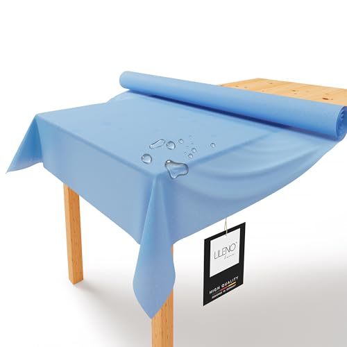 LILENO HOME Tischdeckenrolle 1,10 x 25 m - Tischdecke Hellblau aus Vlies - Stoffähnlich, abwaschbare Tischdecke als Rolle, Meterware Tischtuchrolle - Einweg Papiertischdecke Rolle Alternative von LILENO HOME