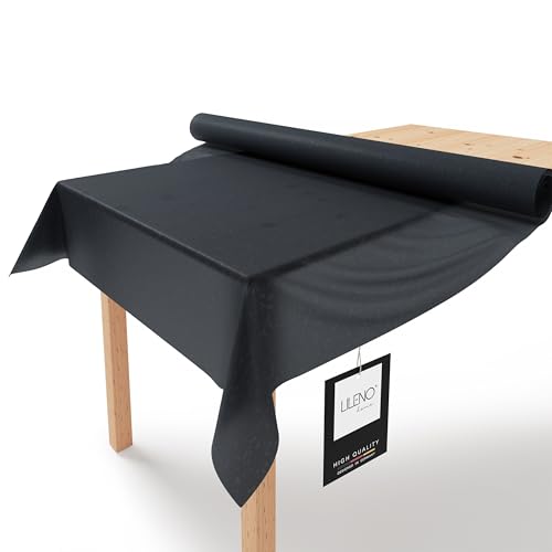 LILENO HOME Tischdeckenrolle 1,10 x 25 m - Tischdecke Schwarz aus Vlies - Stoffähnlich, abwaschbare Tischdecke als Rolle, Meterware Tischtuchrolle - Einweg Papiertischdecke Rolle Alternative von LILENO HOME