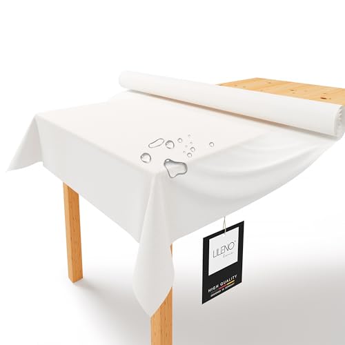 LILENO HOME Tischdeckenrolle 1,10 x 25 m - Tischdecke Weiß aus Vlies - Stoffähnlich, abwaschbare Tischdecke als Rolle, Meterware Tischtuchrolle - Einweg Papiertischdecke Rolle Alternative von LILENO HOME