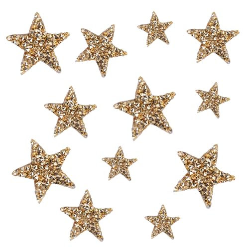 12 Stück Sterne zum Aufbügeln,Kostüm Patches Stern Bügelbilder Aufnäher Bügelbild Erwachsene Kleidung Silber Glitzer Aufkleber Textilien Accessoires (Gold) von LILIKAI