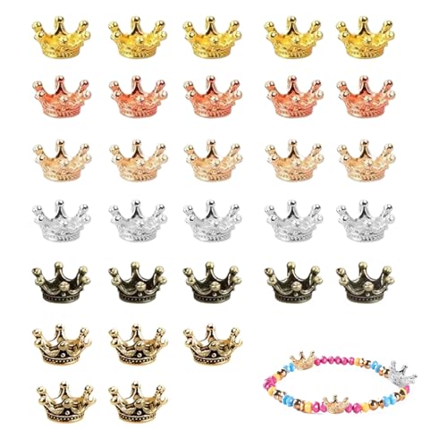 30 Stück Krone Deko,DIY Basteln Damen Mädchen kleine Anhänger Mini Charms Goldene Farben Kronen Prinzessin vintage Legierung Crown Retro Krönchen Birthday,for Jewellery Making and Crafts(6 Farben） von LILIKAI