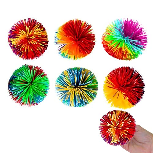 6Stück Wuschelball,Kinder Kindergeburtstag Mitgebsel Regenbogen Balls Spielzeug Ball Fidget Jonglierbälle mit Stressabbau Rainbow Squeeze Stressball Stressabbau-Ballspielzeug,für Friends Gastgeschenk von LILIKAI