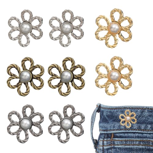 8 Stück Knöpfe Hosen Enger Machen,Jeans Button Ohne Nähen Buttons Hose Clip Hosenknopf Pin Metal Jeansknöpfe Gold Druckknöpfe Kürzen Jean Pins Hosenknöpfe Ersatz Metall Jeansknopf Abnehmbarer Knöpfen von LILIKAI