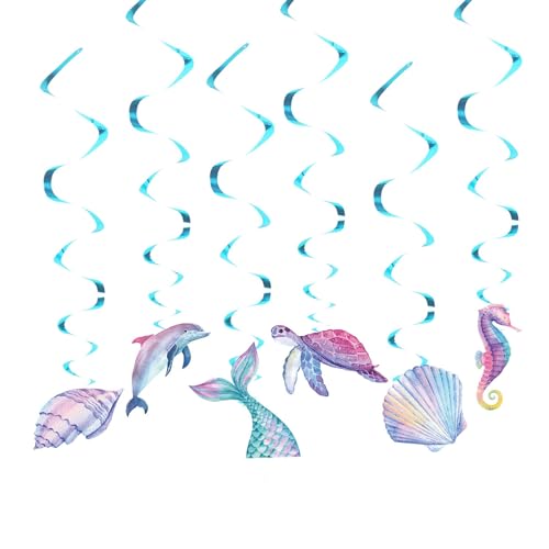 Geburtstag Deko Meerjungfrauen Unterwasserwelt Kindergeburtstag Party Zubehörmermaid Seepferdchen Tischdeko Partydekorationen Banner Fisch Girlande Hängende Maritime Mehrjungfrauenparty von LILIKAI