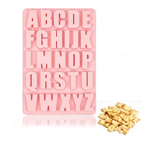 Silikonform Buchstaben,Silikonformen Gießformen A-Z,Silikon Alphabet Gießform Epoxidharz Buchstabenformen zum Basteln,Groß Rosa Silicone Buchstabe GießenSchokoladenform Wiederverwendbare,für Familie von LILIKAI