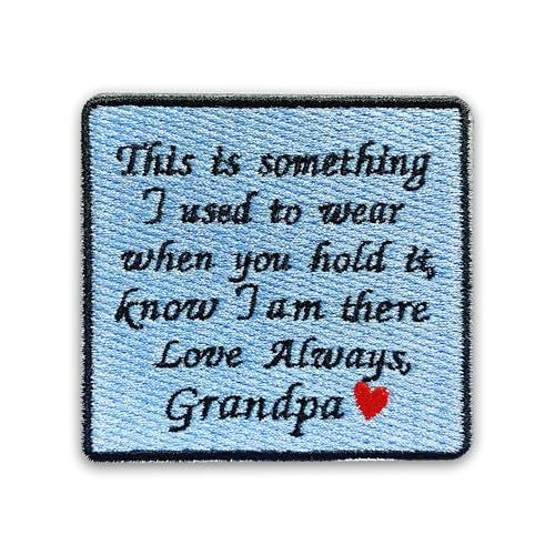 Loving Memorial Family Patch 7,6 cm Memory Heart Family Memories Gifts Remembrance Iron On/Sew On Embroidery Fabric Applique Patches for Trucker Hats Clothes DIY Accessories (Style 1, Grandpa) von LILIROZE