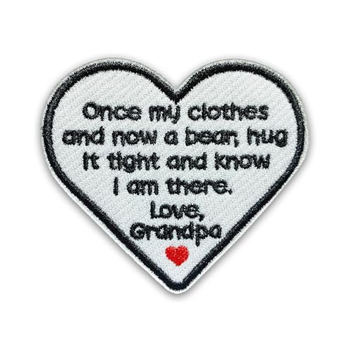 Loving Memorial Family Patch 7,6 cm Memory Heart Family Memories Gifts Remembrance Iron On/Sew On Embroidery Fabric Applique Patches for Trucker Hats Clothes DIY Accessories (Style 2, Grandpa) von LILIROZE