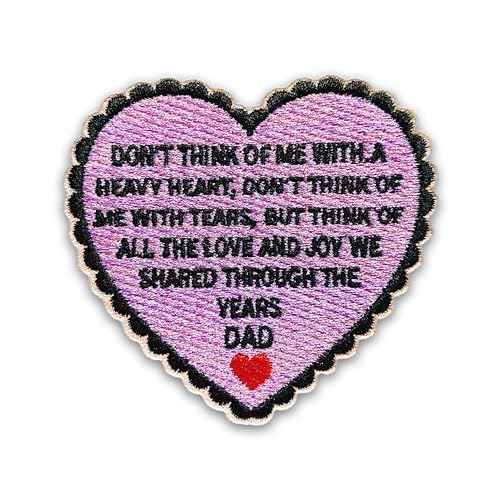 Loving Memorial Family Patch 7,6 cm Memory Heart Family Memories Gifts Remembrance Iron On/Sew On Embroidery Fabric Applique Patches for Trucker Hats Clothes DIY Accessories (Style 3, Dad) von LILIROZE