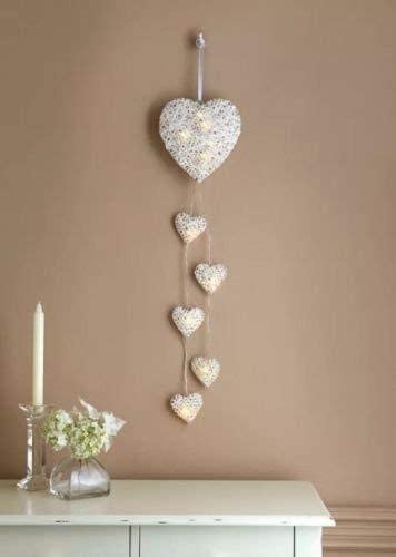 Rustikaler Shabby Chic 6X Wandbehang Wicker Hearts Led Lichterketten Batteriebetriebene Rattan Hearts Wandtattoos Valetine's Day Decoration von LILOVE