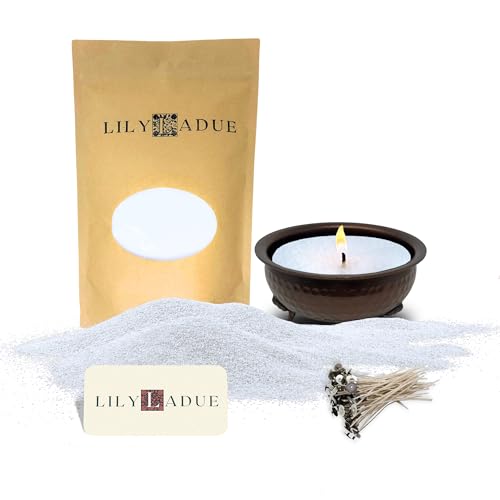 LILY LADUE Pearl Wax Sand Candle Making Kit für Erwachsene 0,5 kg Unparfümierte Perlenkerzensandperlen mit 24 Dochten Bronze Feuerstelle Gefäß DIY-Kits für Erwachsene Anfänger und Teenager lustige von LILY LADUE