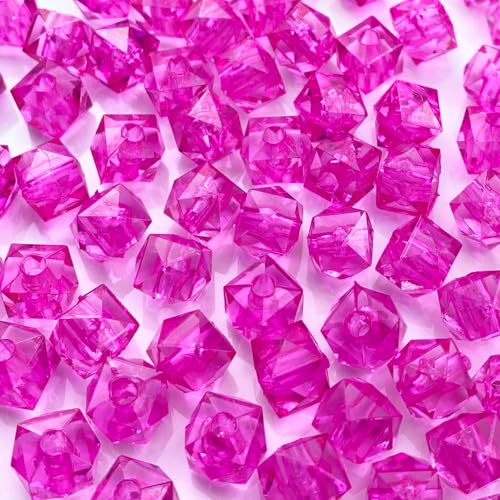 LIMAOLLY 100 Stück 12 mm Acryl-Würfel, facettierte Perlen, bunt, quadratisch, Kunststoff-Abstandshalter, lose Perlen für Bastelarbeiten, Halsketten, Armbänder, Ohrringe, Windspiele (Rose) von LIMAOLLY