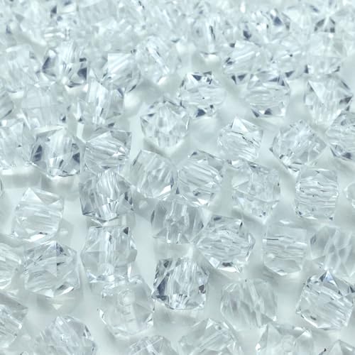 LIMAOLLY 100 Stück 12 mm Acryl-Würfel, facettierte Perlen, bunt, quadratisch, Kunststoff-Abstandshalter, lose Perlen für Bastelarbeiten, Halsketten, Armbänder, Ohrringe, Windspiele (transparent) von LIMAOLLY