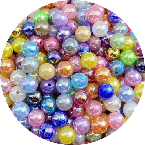 LIMAOLLY 800 Stück Perlen AB bunt glänzend Kunststoff lose Abstandshalter Handwerk Perlen für Schmuckherstellung Ohrring Armband Halskette Heimdekoration (mehrfarbig) von LIMAOLLY