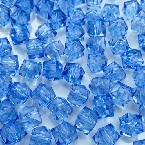 LIMAOLLY Acrylperlen, würfelförmig, quadratisch, Abstandshalter, lose Perlen für Bastelarbeiten, Halsketten, Armbänder, Ohrringe, Windspiele, Hellblau, 8 mm, 400 Stück von LIMAOLLY