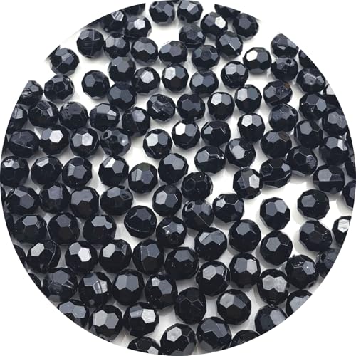 LIMAOLLY Runde facettierte Acrylperlen, 12 mm, bunt, Kristall, Kunststoff, Abstandshalter, lose Perlen für Bastelarbeiten, Halsketten, Armbänder, Ohrringe, Windspiele (schwarz), 100 Stück von LIMAOLLY