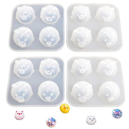 LIMEOW 4 Stück Animal Resin Molds, Tier-Silikonformen, Epoxidharz Schlüsselanhänger Formen, Mattierte und Glatte Modelle, Cartoon-Tier-Vorlage, für DIY Dekorationen Schlüsselbund Kleiner Anhänger von LIMEOW