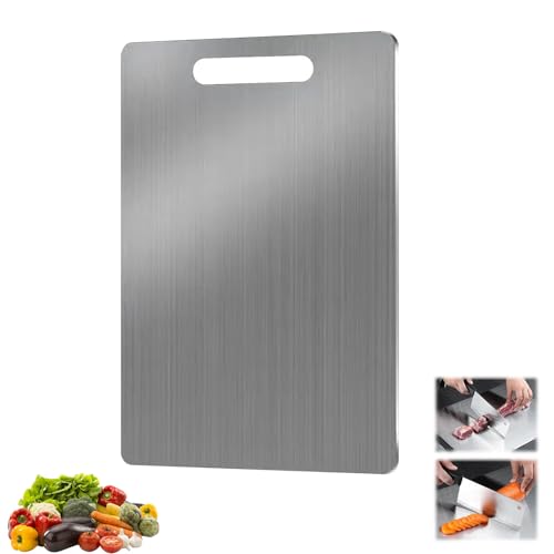 Limeow 1 Stück Titan Schneidebrett Schneidebrett Cutting Board Chopping Board Küchenbretter Edelstahl Schneidebrett Nudelbrett Geeignet für die Verarbeitung von Geschirr in der Küche und Auf Dem Feld von LIMEOW