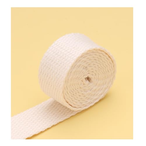 5M 25MM Breites Polyester-Baumwollgurtband, Canvas Gurtband Baumwolle Für Stofftragetaschen DIY-Zubehör (Beige) von LIMIKPH