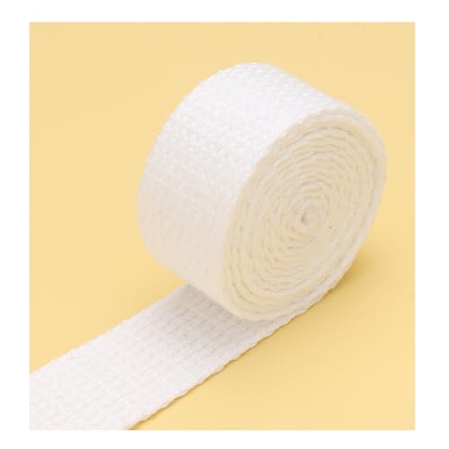 5M 25MM Breites Polyester-Baumwollgurtband, Canvas Gurtband Baumwolle Für Stofftragetaschen DIY-Zubehör (Weiß) von LIMIKPH