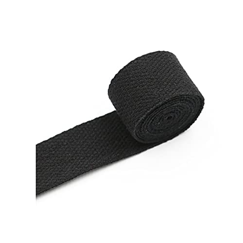 25mm 38mm Breit Baumwolle Gurtband, 5 Meter Canvas Baumwollband für Rucksäcke Nähen (38MM, Schwarz) von LIMIMIH