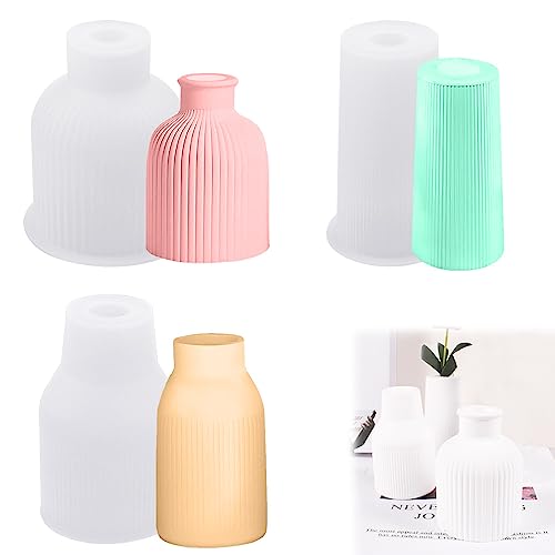 LIMITADA 3 Stück Silikonform Vase Silikonformen Epoxidharz Vase Silicone Mould Gießformen Vase Aufbewahrungsflaschenform Blumenvasen Harz Formen DIY Vases Resin Moulds für Beton Vase Gießformen von LIMITADA